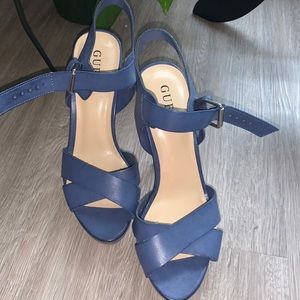 Guess Blue Buckle Strap Heels - Sz 7M